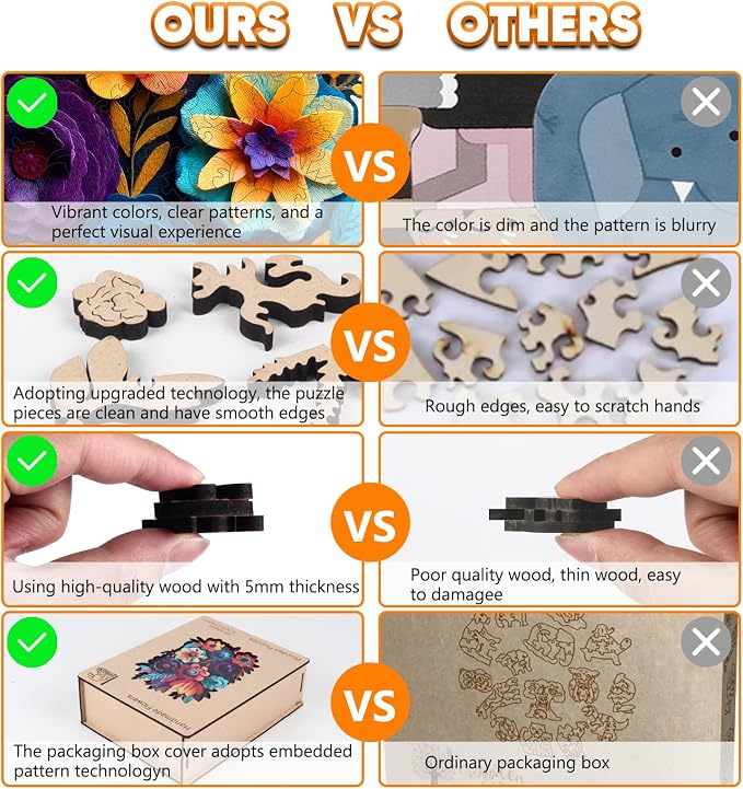 Leodozzio Wooden Jigsaw Puzzles 500 Pieces, Handmade Flowers Autumn Puzzles for Adults, Unique Shaped Wooden Puzzle, Birthday Gift Family Game, 13.8x18.4 Inch