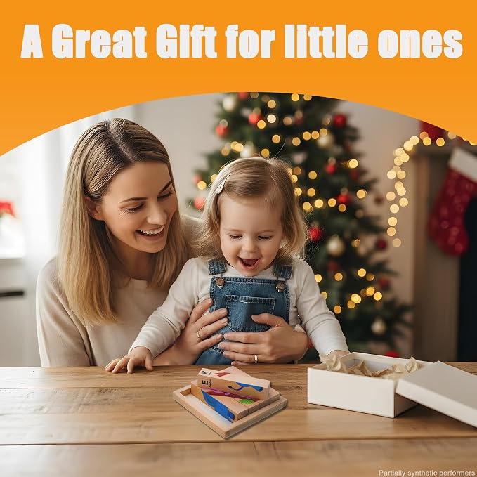 4 in 1 Montessori Wooden Puzzle Toy for Toddlers Ages 2 and Up – Educational Toys for Kids, Toddler Puzzle Toy for Early Learning & Fine Motor Development-Animal