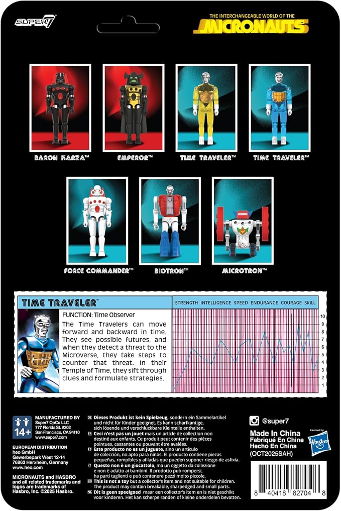 Super7 Reaction+ Micronauts Time Traveler (Translucent Blue) - 4" Micronauts Action Figure with Accessories - Classic Sci-Fi Collectibles and Retro Toys