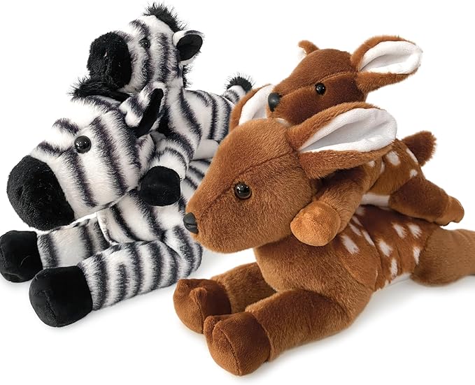 Deer Stuffed Animal for Kids,8 inch Realistic Animal Plush Toy Lying Down Posture Animals,Plush for Boys Girls Adult Birthday Hug Teaching(S-Deer)