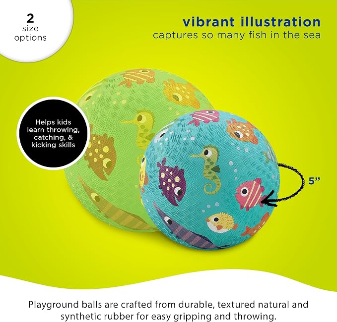 Crocodile Creek Playground Ball - Durable Rubber Ball for Kids Ages 3 and Up - Bouncy Inflatable Ball for Kickball, Indoor Games, and Outdoor Sports - PVC-Free