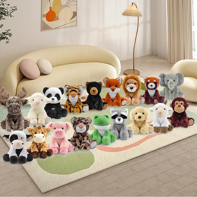 Plush Lamb Sitting Toys Stuffed Animal, Realistic Sheep Stuffed Animal Toy Characters Stuffed Filled in Limbs 8.5 Inch Soft Huggable for Kids with Stuffed Animals Easter Baptism Gift for Girls Boys