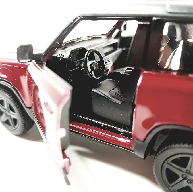 KiNSMART - Land Rover Defender 90 1:36 Scale 5" Die Cast Metal Model Toy SUV (Candy Apple Red)