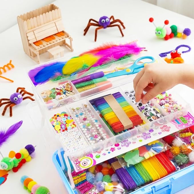 Bobbie Art Arts and Crafts Supplies for Kids- Ultimate Crafting Supply Carboodle in Portable 3 Layered Plastic Art Art Crafting Kit Birthday Gifts for Kids