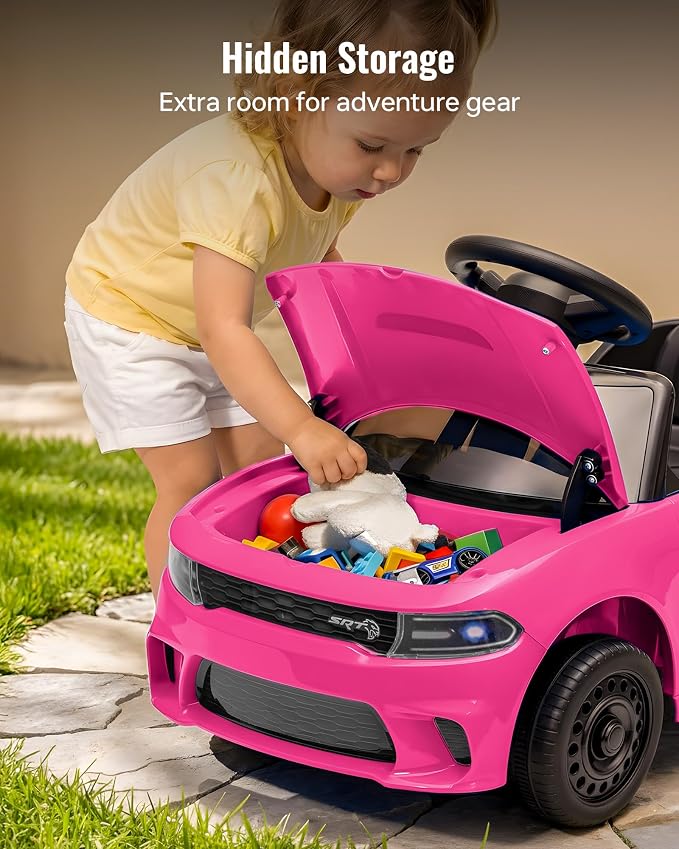 Licensed Dodge Ride on Push Car for Toddlers 1-3 Years with Handle & Music