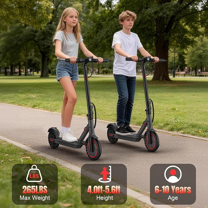 WERHY Foldable Kids Electric Scooter for Aged 6-10, 350W Motor, Max 12/16Miles Long Range, 19 MPH Max Speed, 8.5" Solid Tire, Lightweight Foldable E-Scooter with Dual Braking, Digital Display