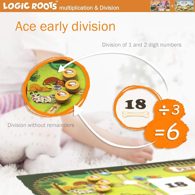 Multiplication and Division Game - Fun Math Board Game, Easy Start STEM Toy, Educational Gift for Kids (Girls & Boys), Homeschoolers, Grade 1 and Up (Pet Me + Say Cheese)