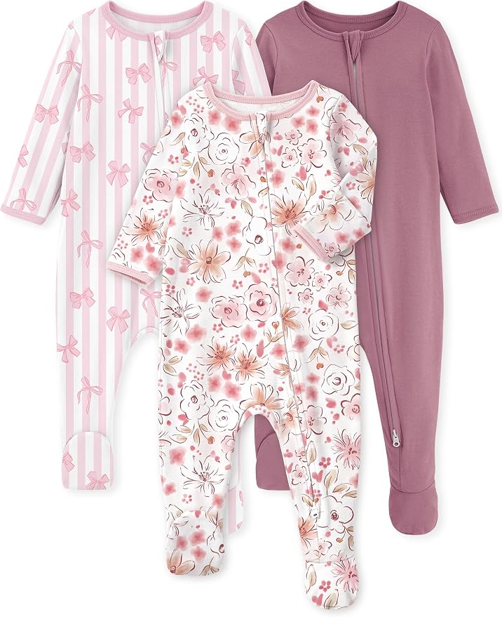 Yoofoss Baby Pajamas 100% Organic Cotton Baby Sleepers for Newborn 0-3 3-6 6-9 Months Boys Girl Clothes 3pcs Footed PJs