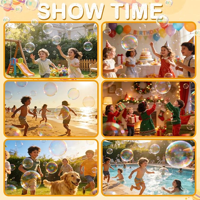 Bubble Machine with Lights, Big Bubbles Bubble Maker Toys for Girl Kids & Toddler, 320ml Large Tank, Battery Operated Bubble Blower for Birthday Parties, Weddings, Indoor & Outdoor Play