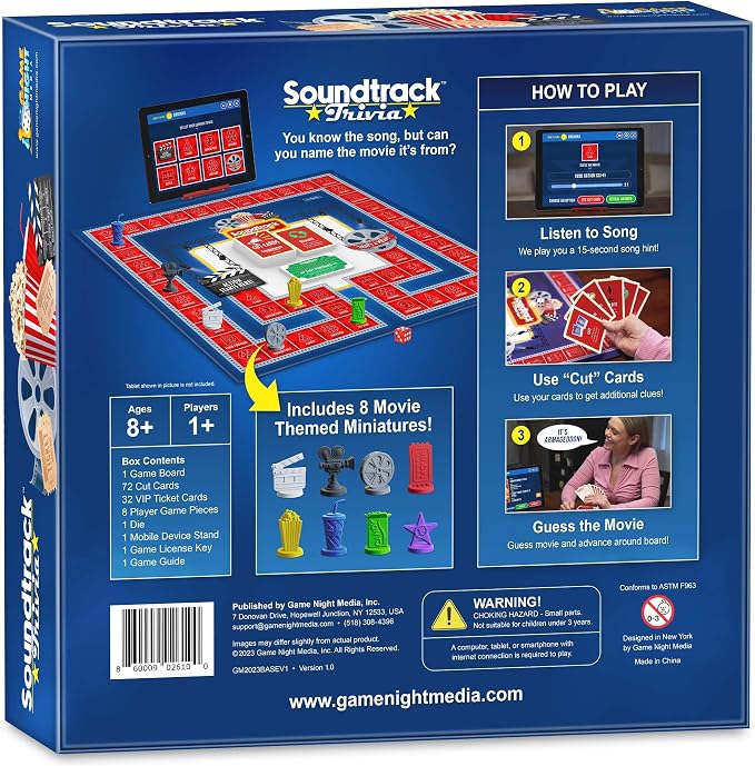 Soundtrack Trivia Movie Trivia Game for Adults | Name The Movie from a 15 Second Music Clip | Board Game for Adults, Kids, Ages 8+, 1 or More Players | Music Game with Companion App