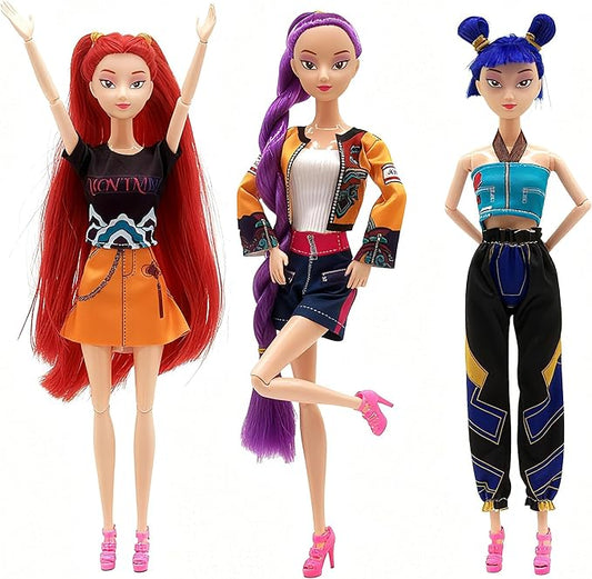3Pcs Demon Hunters Toys Action Dolls Set, 11.5-inch Poseable Dolls with Movable Joints, Collectible Model Toys for Fans and Kids Game Gift