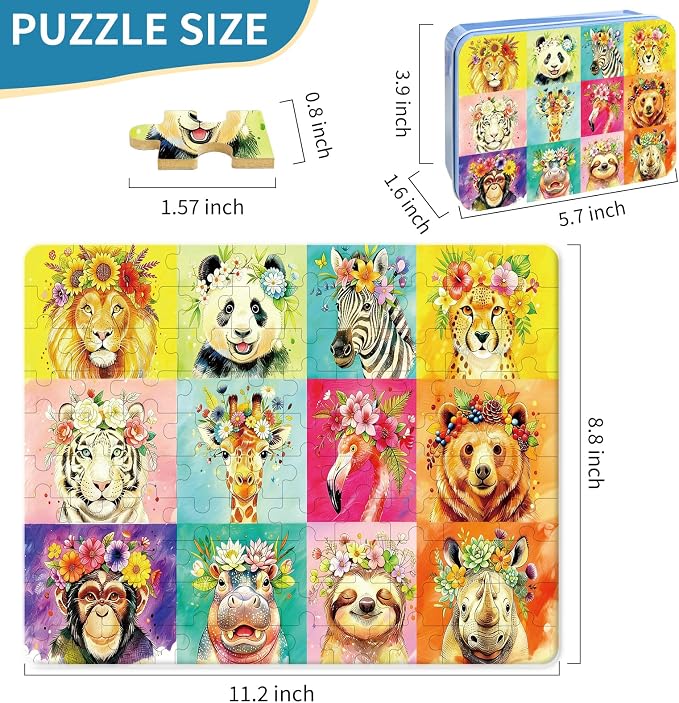 100 Pieces Puzzles for Kids Ages 4-8, Zoo Educational Kids 100 Piece Puzzle, Children Jigsaw Puzzles Kids Puzzles, Educational Learning Puzzle Toys for Girls and Boys