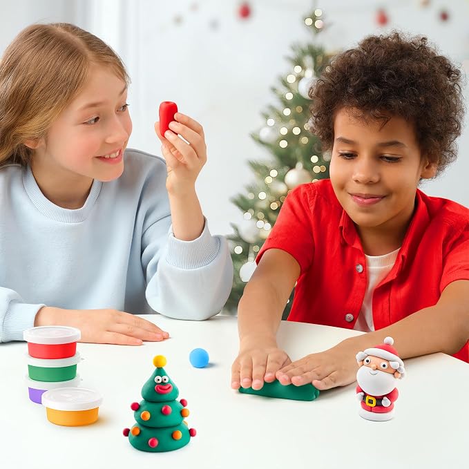 HEY CLAY Set - Colourful Modeling Air Dry Clay Kit for Kids 15 cans and Sculpting Tools with Fun Interactive Instructions App - Children 3+ (Winter Holidays)