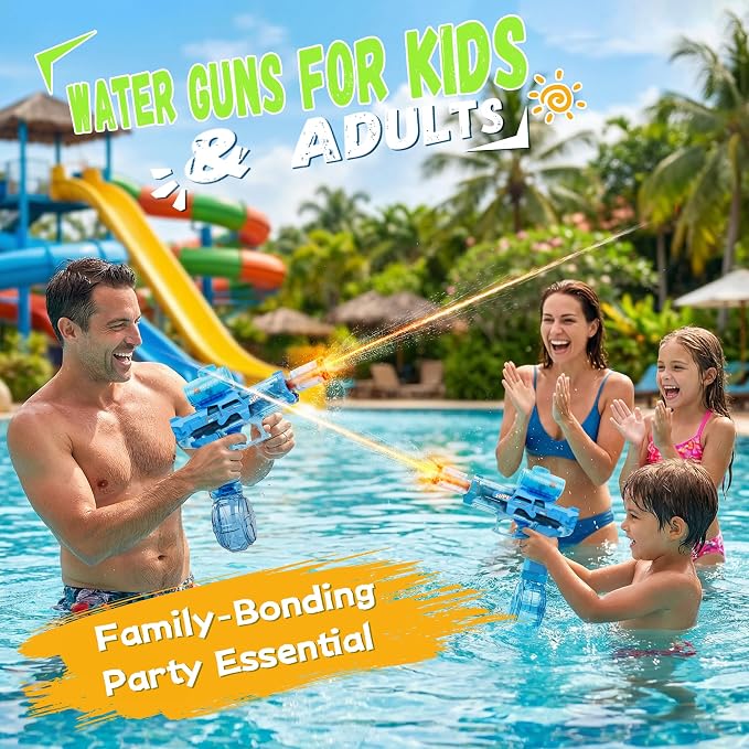 Electric Water Gun for Kids Automatic Squirt Gun with LED Flame Effect & Realistic Slide Action, Lightweight Rechargeable Water Blaster for Outdoor Summer Pool Beach Night Toys