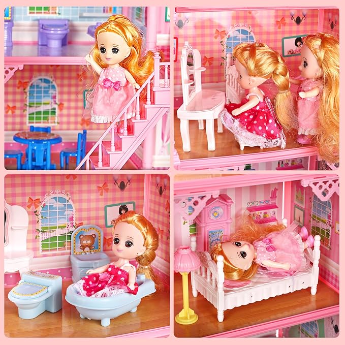 Huge Dollhouse for Girls, 11 Rooms Pretend Play Doll House Gift for Girls Aged 3-10