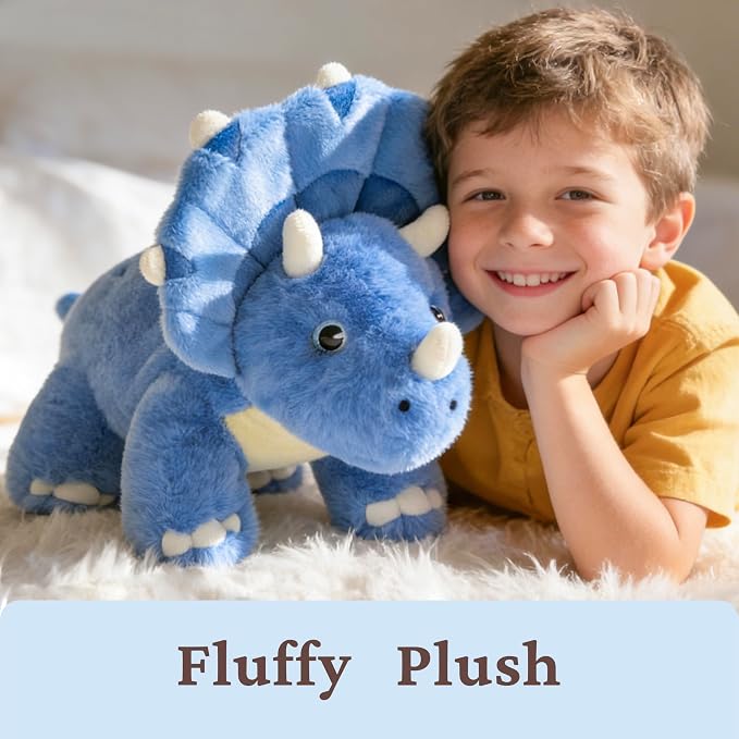 IKASA Triceratops Dinosaur Stuffed Animal Plush Toy,18" Soft Big Large Toys,Cute Fluffy Plushy,Gifts for Kids Girls Boys