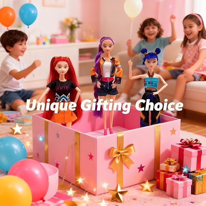 3Pcs Demon Hunters Toys Action Dolls Set, 11.5-inch Poseable Dolls with Movable Joints, Collectible Model Toys for Fans and Kids Game Gift