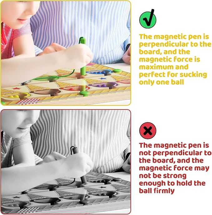 zhiwuzhu Magnetic Color and Number Maze，Wooden Matching Learning Counting Board for Toddler Ages 2-4，Preschool Learning Activities Toys，Toddler Fine Motor Skills Toys for Boys Girls