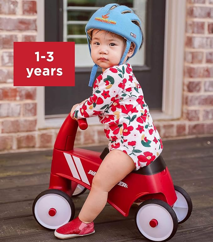 Radio Flyer Scoot About Sport Ride On, For Toddlers 1-3, Stable Wide-Set Front Wheels, Front Steering, Clear Kick Path, Under Seat Storage, Easy-Glide Wheels, 42 lb Capacity, Toddler Ride On Toys