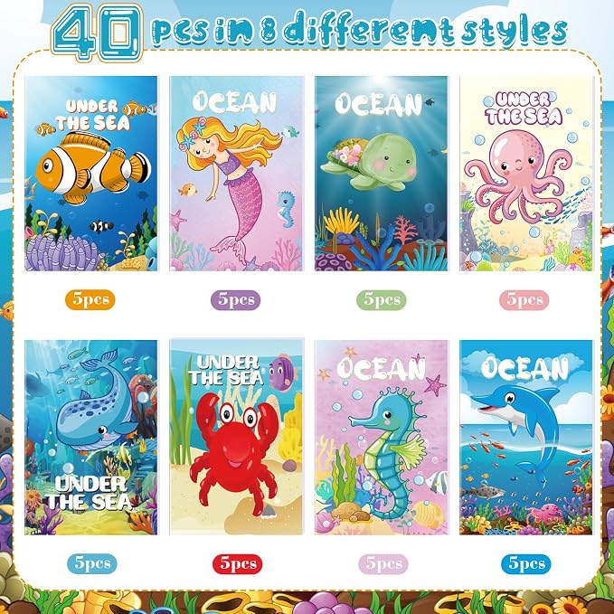 Estune 40 Pcs Ocean Coloring Books Bulk Under The Sea Party Favors Mini Small Coloring Book Bulk Birthday Party Gift Classroom DIY Craft Home