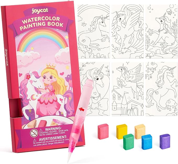 JoyCat Pocket Paint with Water Coloring Books for Kids, Art & Craft Activity Toy Set, Creative Travel & Home Painting Kit, Gifts for Girls & Boys Ages 3-8 (Magical Pony)