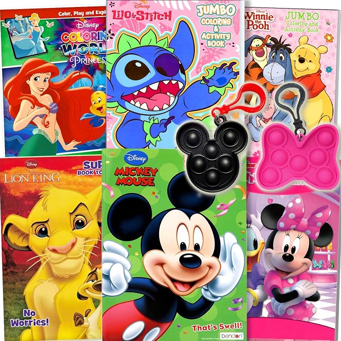 Disney Classics Coloring Book Set for Kids – Bulk Activity Coloring Books Includes Mickey Mouse, Minnie, Princess Featuring Activities, Mazes, Games, Puzzles, and More