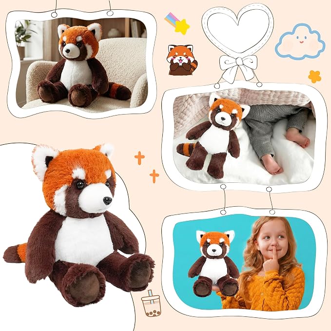 Stuffed Animal Plush Toy Soft Plushie Cuddly Red Panda Cute Plush Toy for Kids Toddlers Boys Girls Birthday Christmas Nursery Decor Party Favors