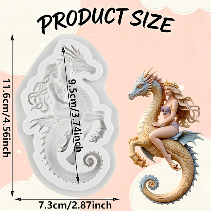 Seahorse Polymer Clay Mold Seahorse Mermaid Princess Silicone Molds for Jewelry Making Epoxy Resin Casting Air Dry Polymer Clay Craft