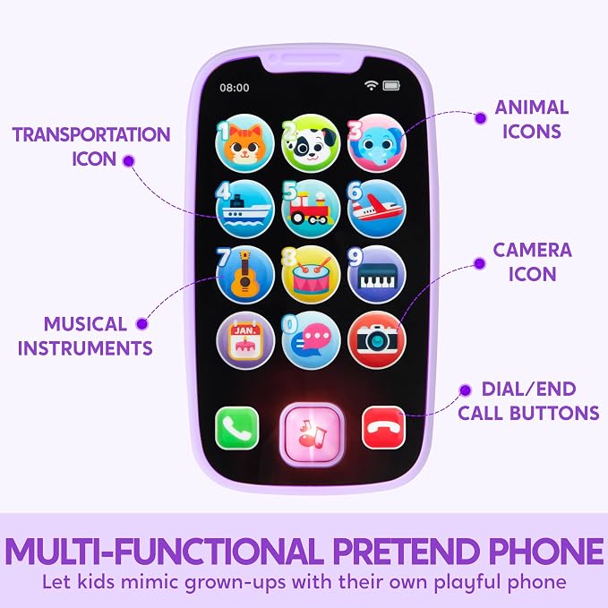 JOYIN Baby Learning Phone and Remote Toy for Toddler, Fun Smartphone Toys with Music for Infants, Boys or Girls, Holiday Stocking Stuffers, Kids Birthday Gift