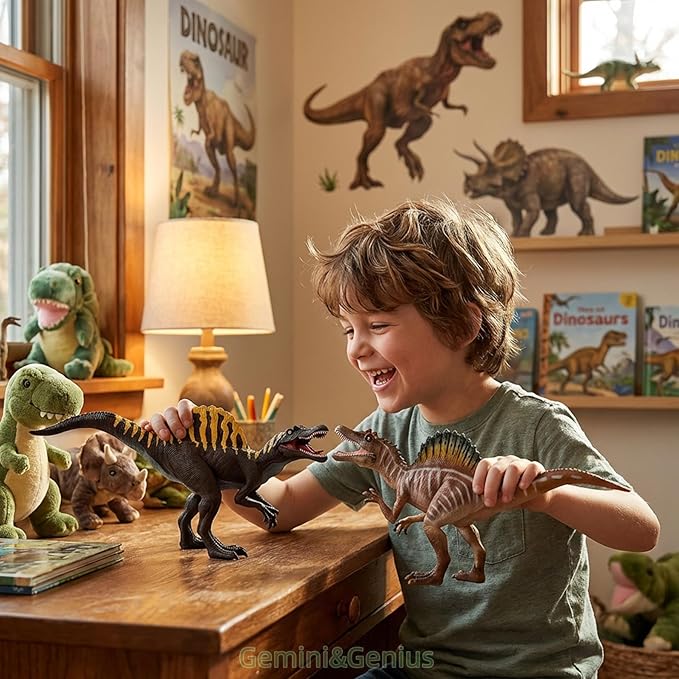 Gemini&Genius Spinosaurus Action Figure with Moveable Jaw, Dinosaur Toy for Kids, Early Science Dino Education, Collectible Display Toy and Creative Gift for The Dino Lovers