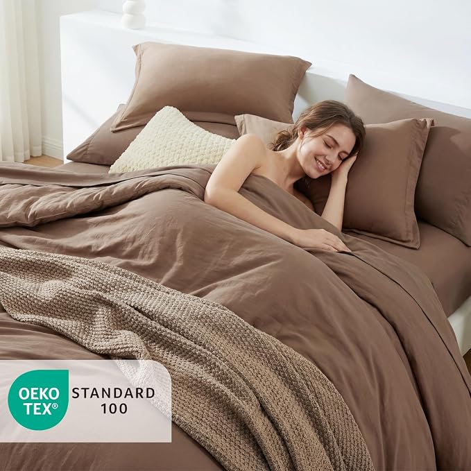 WRENSONGE King Size Comforter Set- 7 Pieces Soft Brown Bed in a Bag King with Fitted Sheet, Flat Sheet, 2 Pillow Shams, and 2 Pillowcases-Warm Bedding Sets for All Season