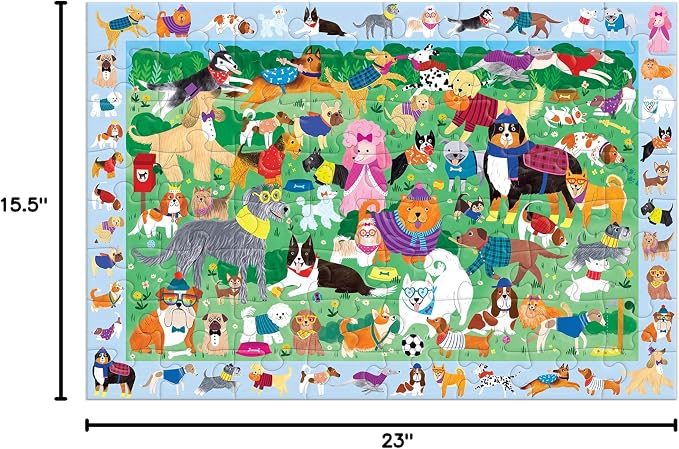 Mudpuppy Doggie Days — 64 Piece Search & Find Puzzle Jigsaw Puzzle Featuring A Variety of Dogs and Puppies and Over 40 Hidden Images to Find for Ages 4+