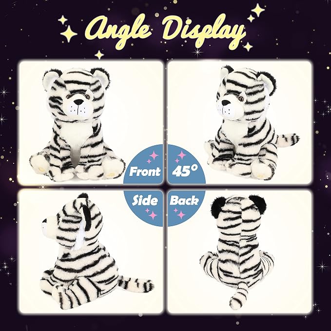 Hopearl LED Plush Tiger Lighting Up Stuffed Jungle Animal Floppy Toy Night Lights Glow in The Dark Birthday Festival for Toddlers Boys Girls, 11''
