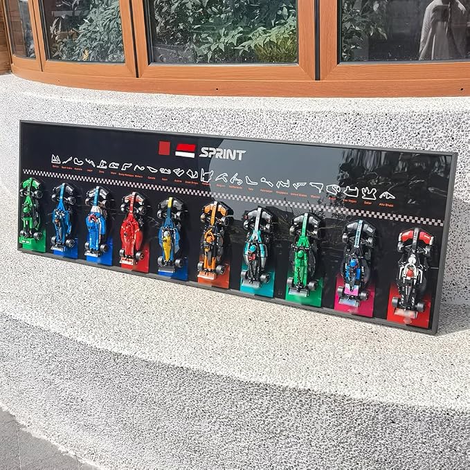 Display Wallboard for Lego Speed 66802 Champions - Contains 10 Sets in 1(77242,77243,77244,77245,77246,77249,77251) F1,Adult Collectibles for Car Wall Mount Building Blocks (Only Display Wallboard)