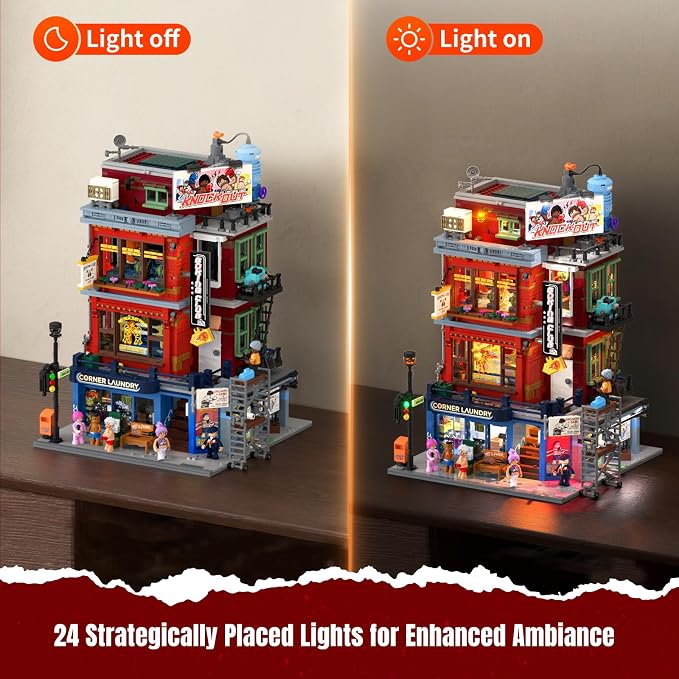 Lumibricks Street Fusion Boxing Club Lighting Building Bricks Set - City Town Modular Playset Collection Display kit with Minifigures 3036 Pcs for Adults & Teens & Life Enthusiasts