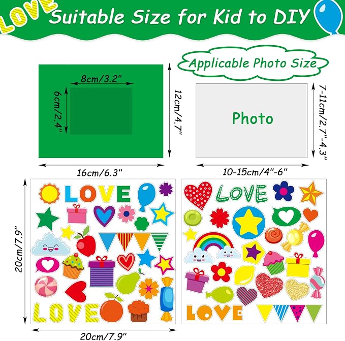 30Packs Picture Frame Crafts Kits for Kids Summer Colorful Candy Holiday DIY VBS 2026 Crafts Foam Picture Frames for Christmas Girls Gifts Game Activities Preschool Bulletin Board Decor Supplies