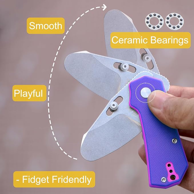 JIN Rhino Jr. Kids Pocket Knife, Fidget Toy Knife, DIY Kit, 1.97” Unsharpened Steel Blade, Safety Rounded Tip, Kids-friendly Button Lock Folding EDC, Blue Multi G10 Handle