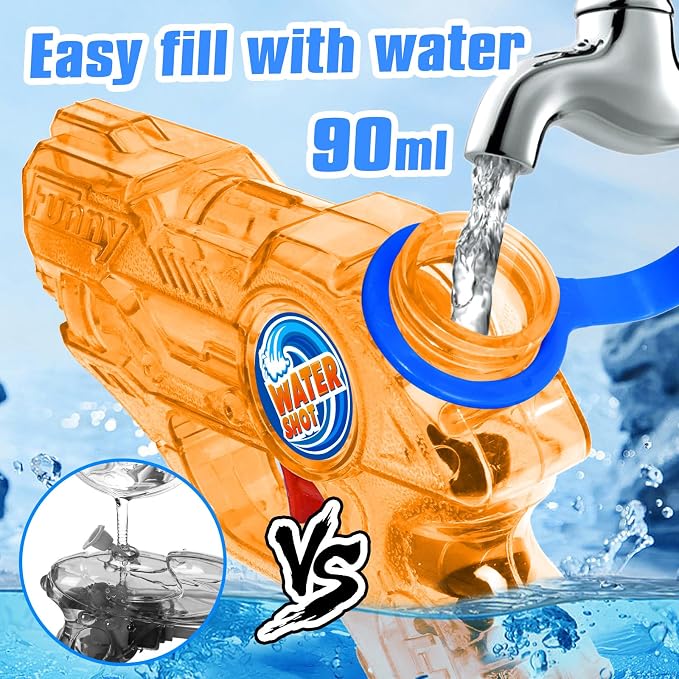 Mini Water Gun for Kids Toddler: 2 Pack Water Guns Soaker Squirts Blasters with Trigger for Boys Girls Summer Outdoor Swimming Pool Water Fighting Toys