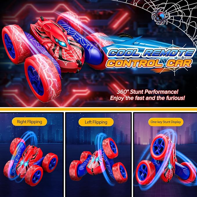 Excitobo Remote Control Car,RC Cars Boys Toys for 3 4 5 6 7 8 9 10 11 12 Year Old Boy Double Sided 360°Flip 4WD Rechargeable Drift RC Race Car Birthday Gifts Easter Basket Stuffers for Kids Age 3-12