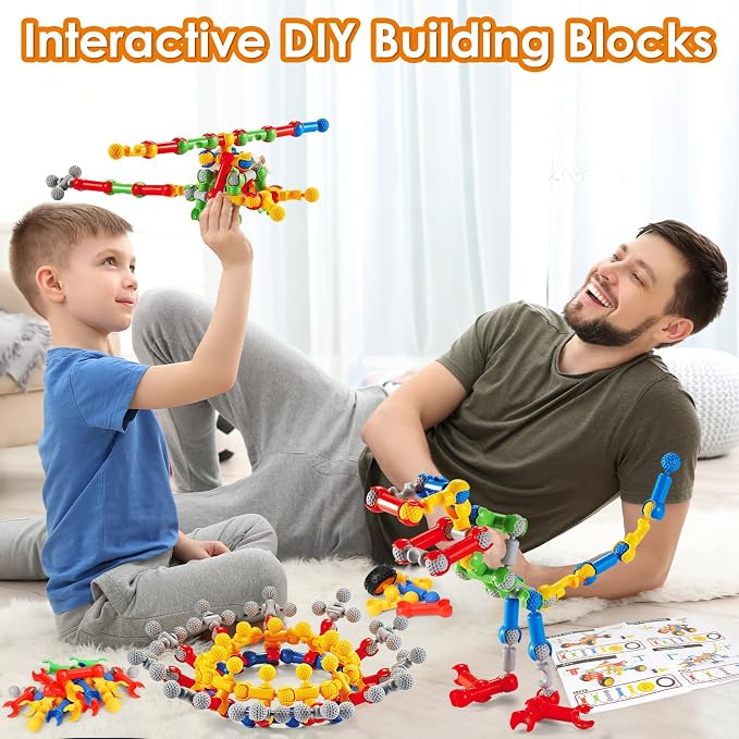Kids STEM Building Toys for 3 4 5 6 7 8+ Year Old Boy Girl Birthday Gift, 110 Pcs Educational Building Blocks for Kids Ages 3-5 5-7 4-8 6-8, Preschool Stem Kits Engineering Creative Activities Games