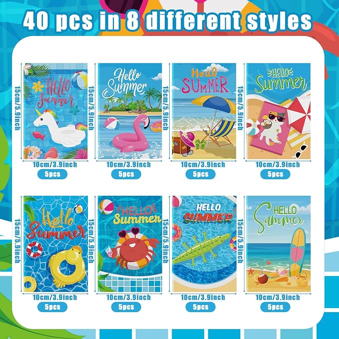 Estune 40 Pcs Summer Beach Coloring Book Pool Beach Summer Party Favors Mini Small Coloring Book Bulk Birthday Party Present DIY Craft Home