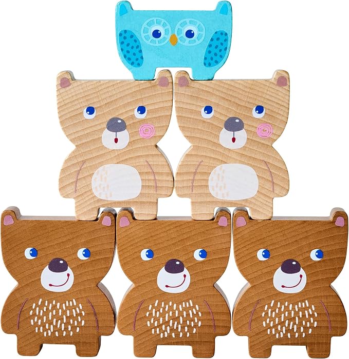 HABA Forest Friends Wooden Stacking Toy – Montessori Sorting Game & Shape Sorter for Toddlers – Educational Wooden Blocks for Preschool Learning – Stacking Toys for Toddlers 2+, Made in Germany