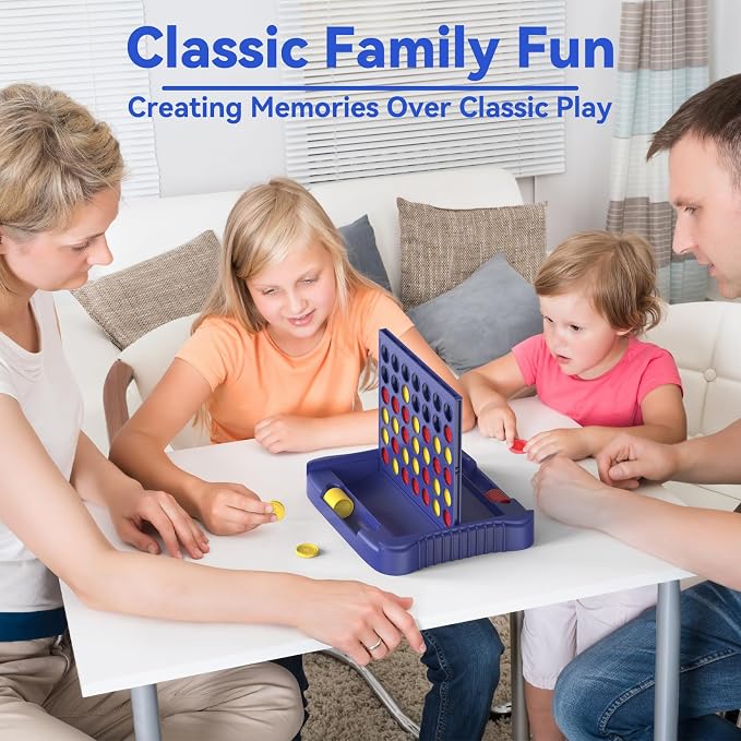 Pup Go 4 in a Row Game, Strategy Board Games for Kids 3-12, Connect & Win Four in a Line, Foldable Holiday Travel Essential, 2 Players for Family and Kids, Best Gifts for Boys and Girls (Blue)