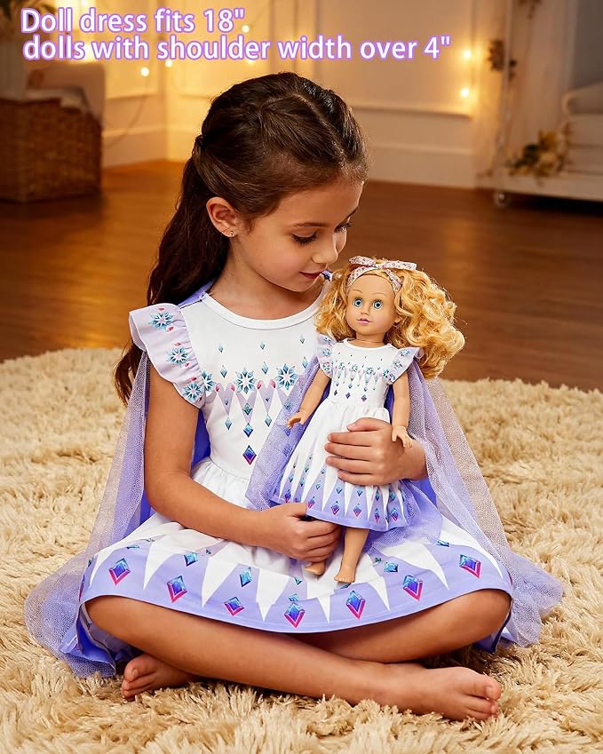 LQSZ Doll and Girl Matching Princess Dress Outfits for Girls and 18" Matching Doll and Girl Clothes