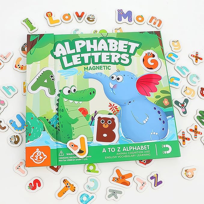 Upgrade Magnetic Letters Book for Kids, 78 PCS Magnetic Alphabet Letters, Uppercase & Lowercase ABC Magnets for Toddlers 1-3 Learning, Preschool Classroom Must Haves
