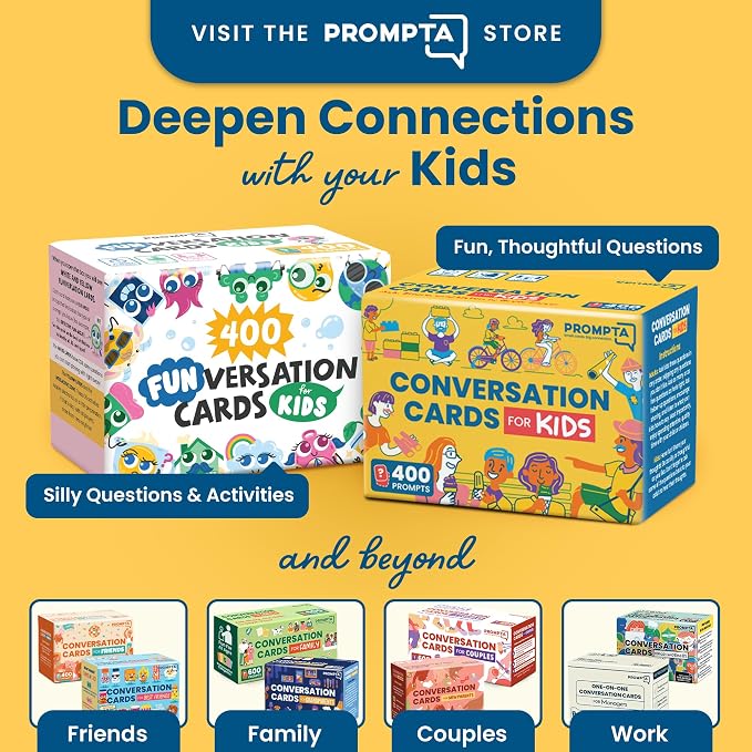 400 Silly Conversation Cards for Kids - 2.5" x 1.75" Cards with Interactive Activities and Funny Questions for Kids - Great for Hanging Out at Home, Long Road Trips, and Family Dinner Quality Time