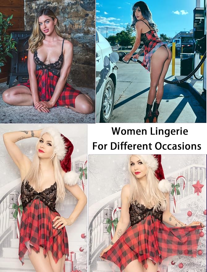 Avidlove Lingerie for Women Lace Babydoll Sleepwear Boudoir Outfits Plus Size Langeray XS-5XL