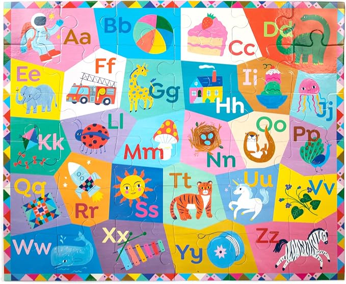 eeBoo 36 Piece Giant Floor Puzzle - Alphabet Children's Puzzle ABC & Animal Themed, Large Pieces for Small Hands to Develop Motor Skills