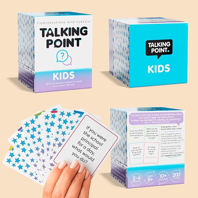 200 Kids Conversation Cards - Screen-Free Family Dinner Game and Road Trip Essential - Get Children to Talk, Listen, and Connect with Parents - Expert-Developed Gift for Ages 5-12