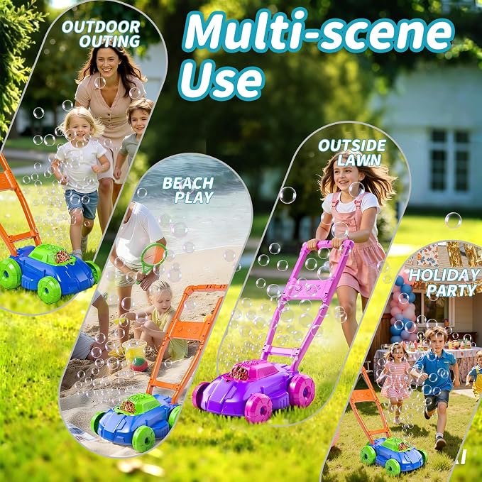 Bubble Lawn Mower for Kids Toddler 1-3 Years Old, Outdoor Play Bubble Blower Toy for Girl Boy Baby, Easter Birthday Gift for 1 2 Year Old Kids, Automatic Bubble Machine Toys for Garden Yard